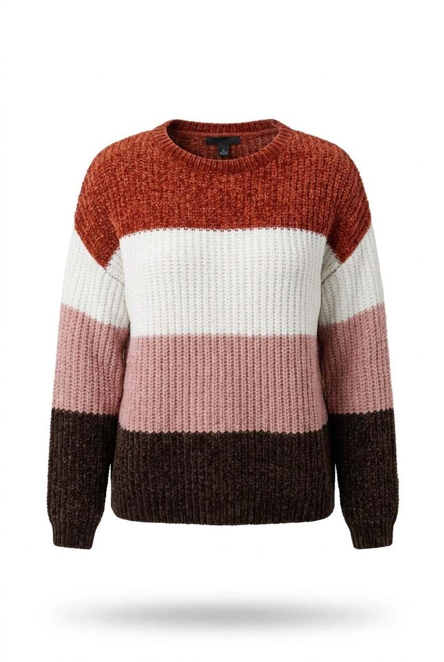 alison andrews Women's Long Sleeve Multicolor Chenille Sweater Size L